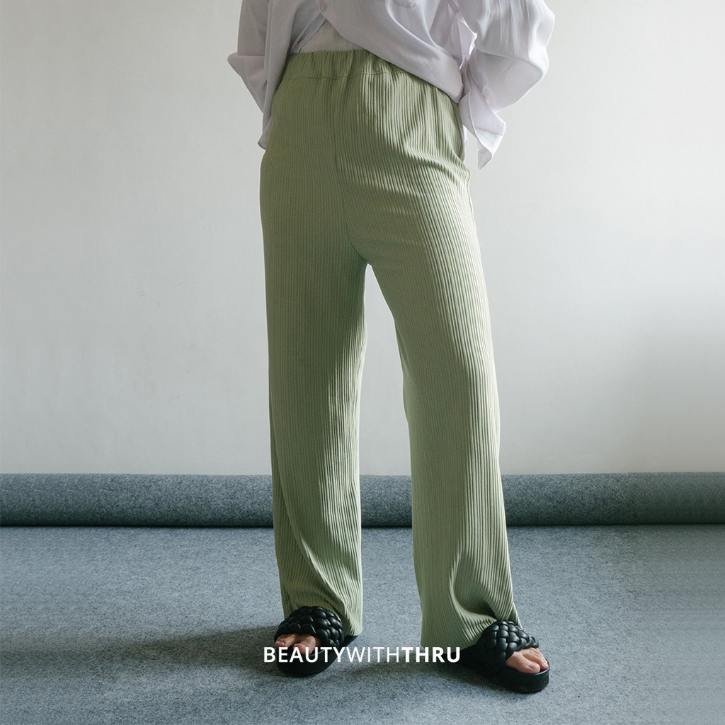 Pleats Highwaist Pants -  Thruoutfit