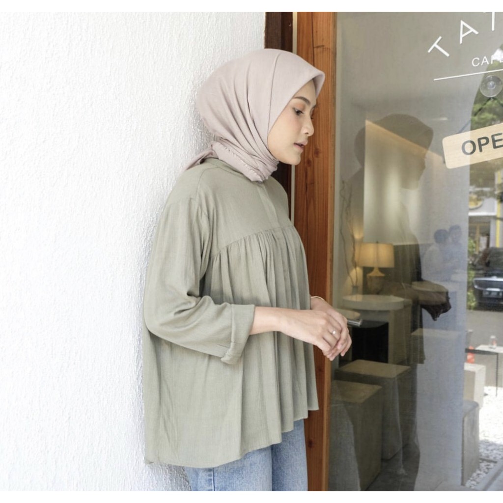 CRINCLE BLOUSE / BLOUSE RAYON-CRINCLE BLOUSE MACHA