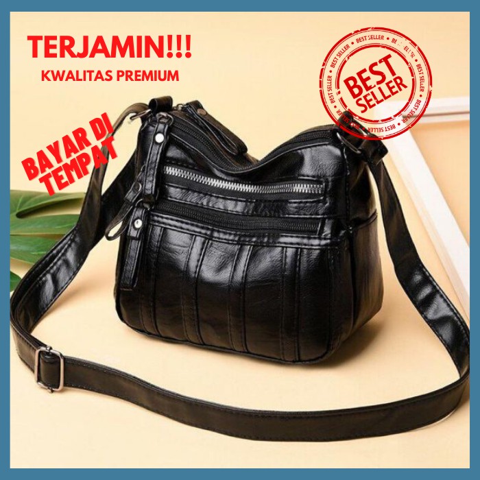 TAS SELEMPANG WANITA IMPORT ORIGINAL BLACK CLASIC EJDE123 CG329
