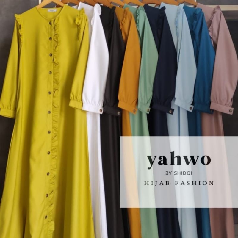 GAMIS  TOYOBO FODU TERBARU YAHWO HIJAB FASHION/GAMIS KANCING DEPAN/GAMIS BUSUY/GAMIS RUFLE DEPAN