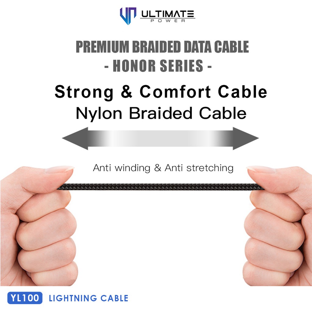 Data Cable Apple Lightning Ultimate Premium Braided Kabel Honor Series Lightning 1M Original100%