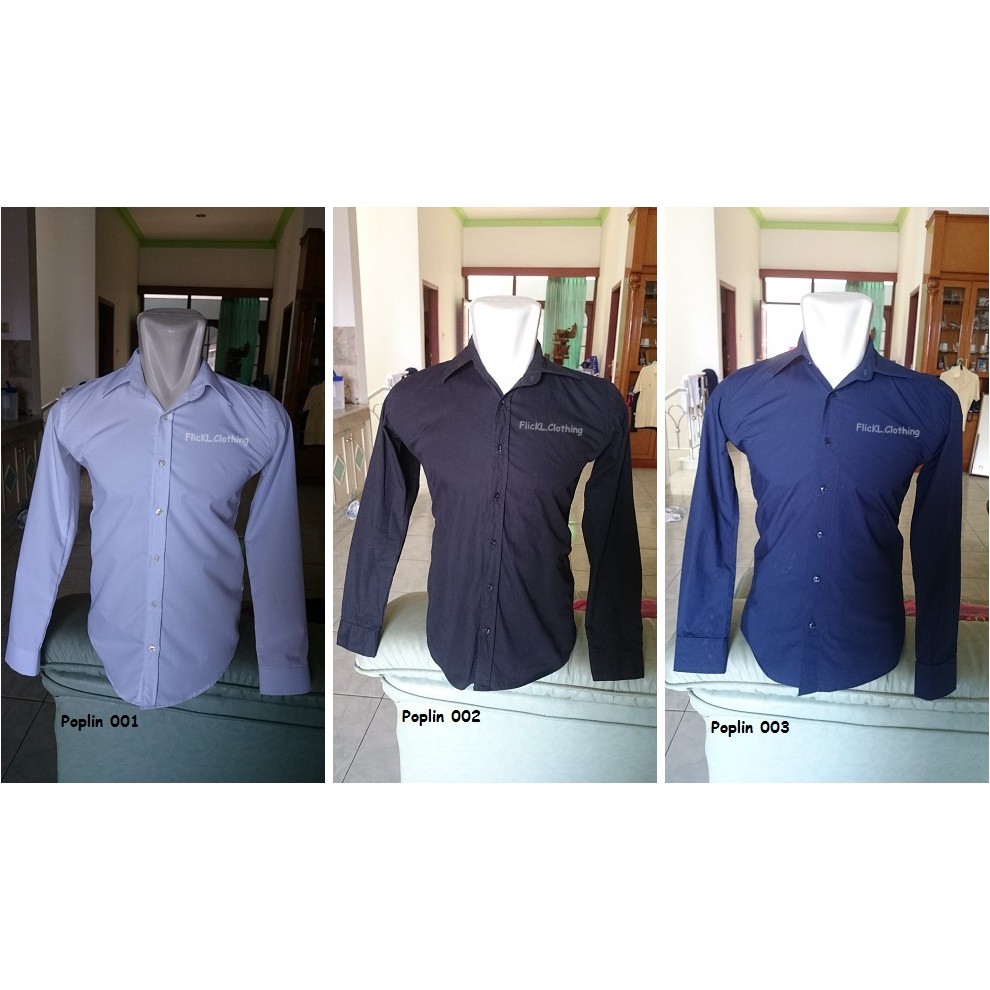 Kemeja Polos Casual Basic Formal Panjang Katun Cotton Poplin Kantor