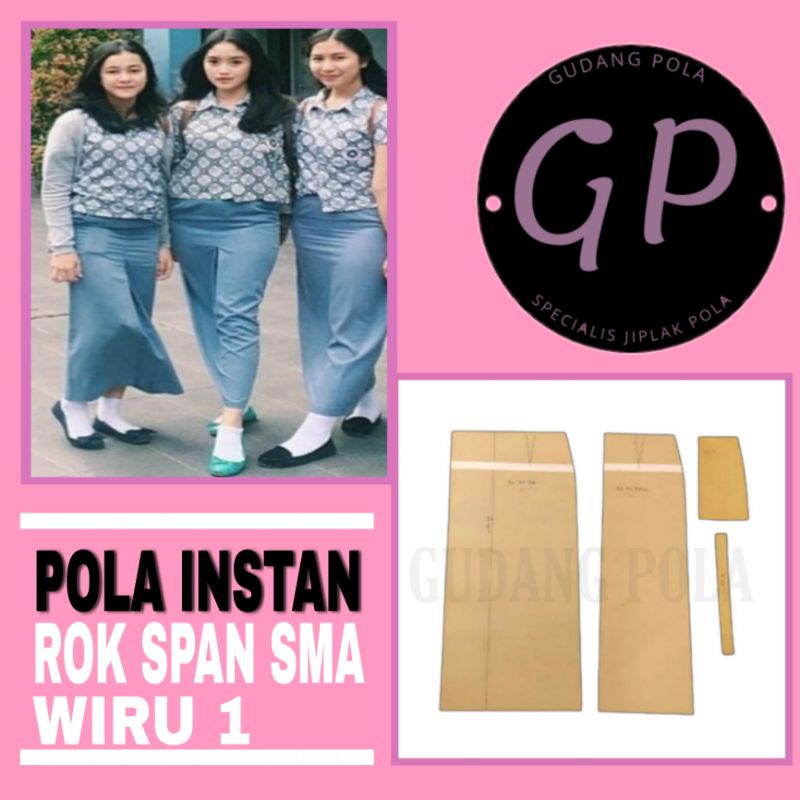 [✓COD]POLA ROK SMA Span Wiru 1 - Pola Instan Rok SMA - Pola Jiplak Rok Span - Pola Baju Wanita Murah