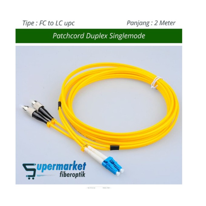 Patchcord Fiber Optik Duplex SingleMode FC to LC Panjang 2 Meter