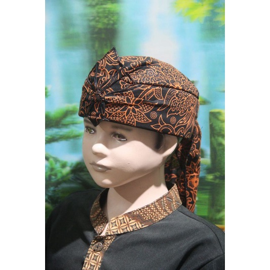 blangkon iket kepala sunda jawa tradisional batik dewasa anak atas tutup (hijau)