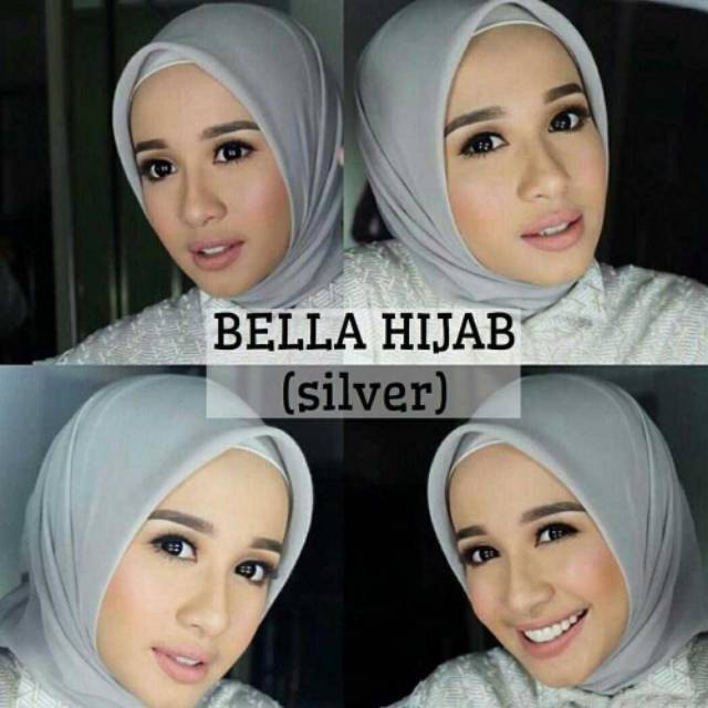  Jilbab  Bella Square Warna  Abu  Abu  Tua  Voal Motif