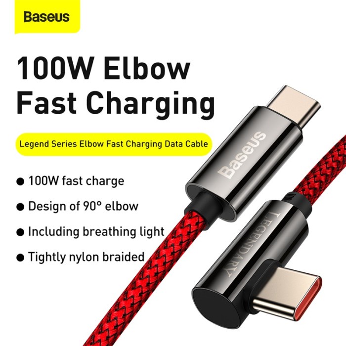 BASEUS Kabel Legend Series Elbow Fast Charging Data Cable Type-C to C 100W - CATCS