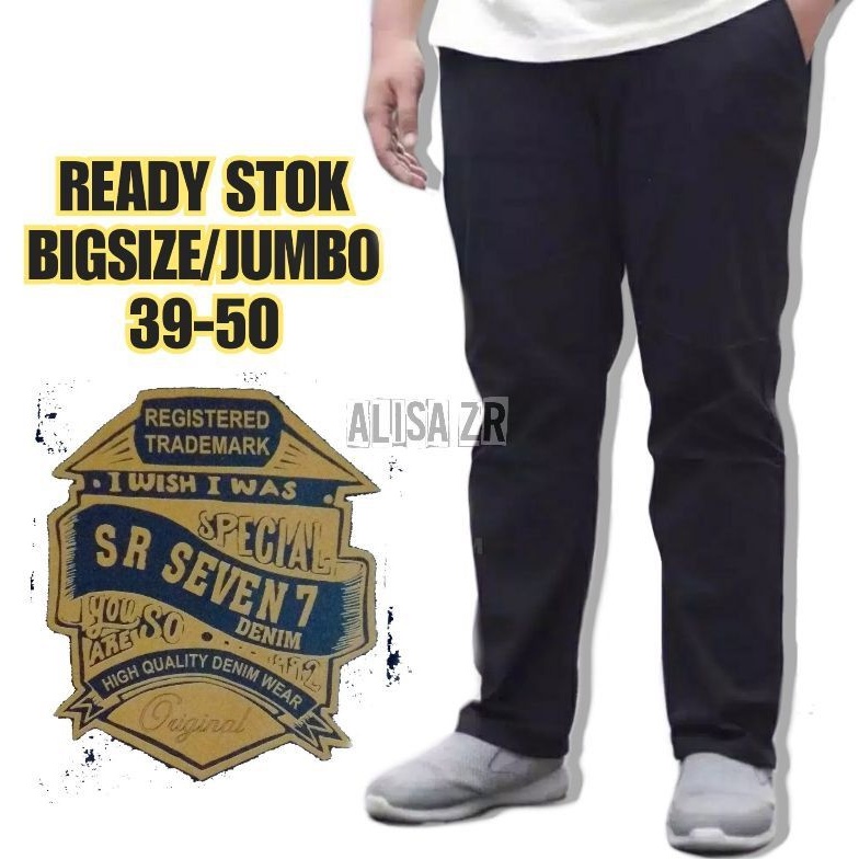 READY STOK BIGSIZE/JUMBO 39-50 CELANA DEWASA CHINO REGULER PANJANG BAHAN STREACH/MELAR