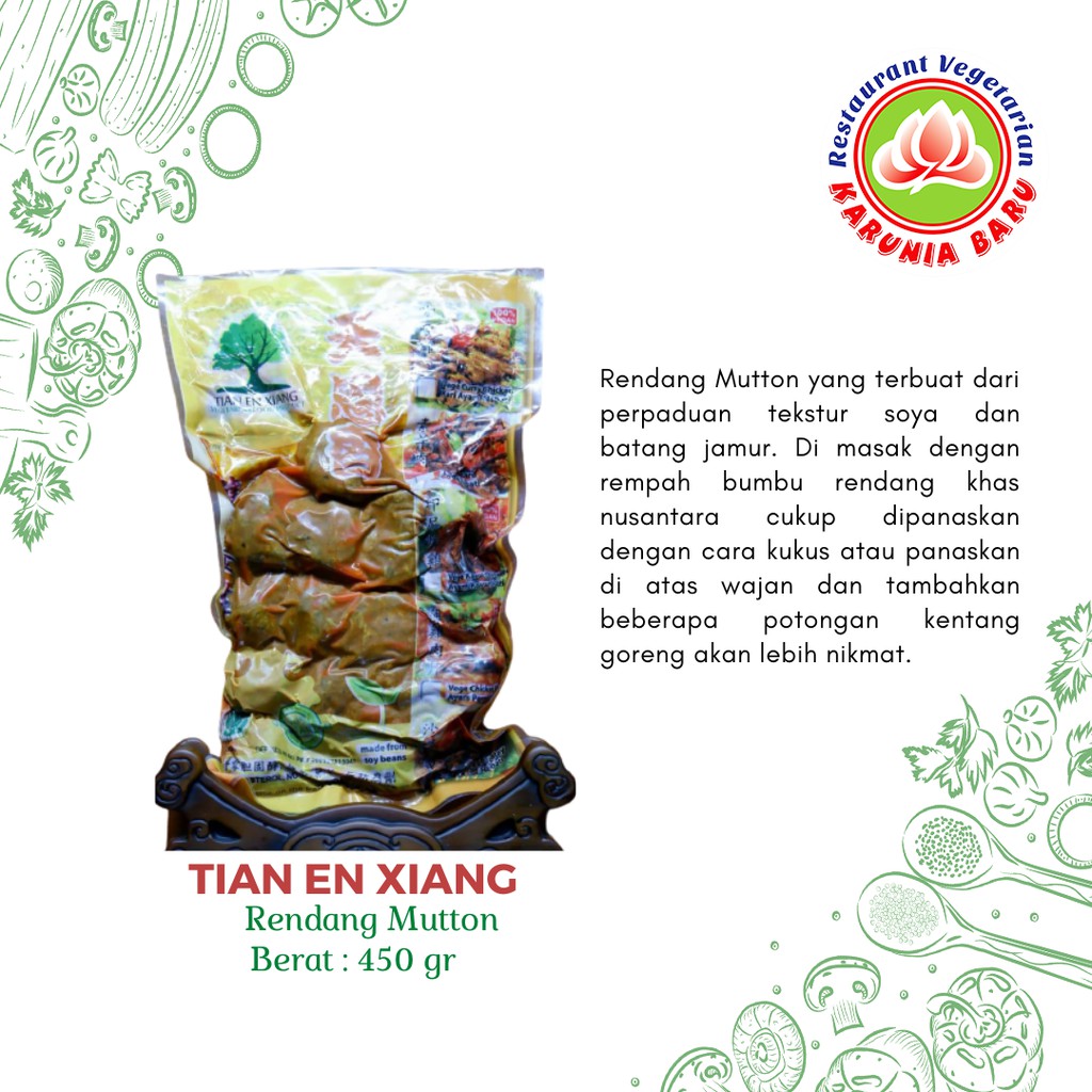 

Tian En Xiang Rendang Mutton/Daging Rendang Kambing Vegetarian 450 gr