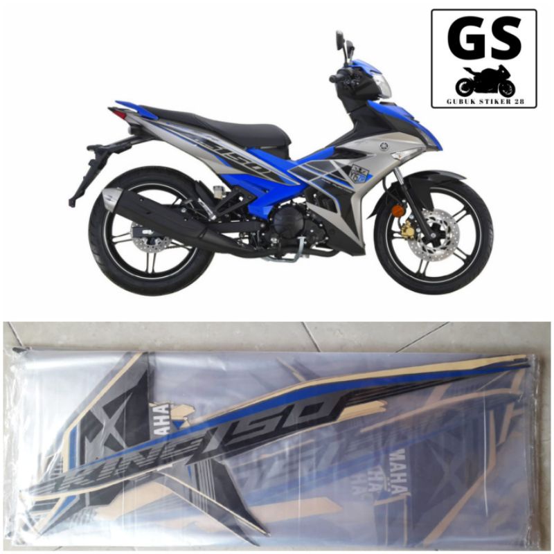 STRIPING STIKER LIS BODY MOTOR YAMAHA MX KING TAHUN 2017 BIRU SILVER
