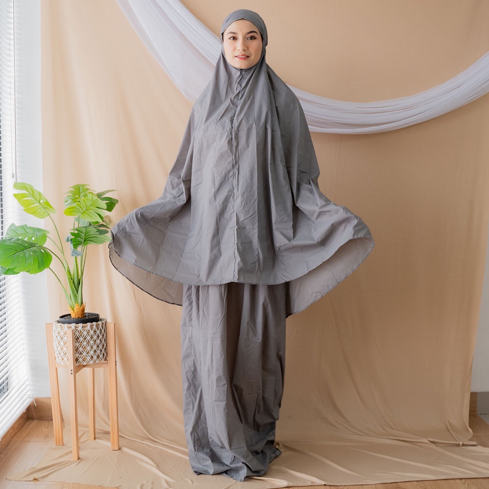 ALIF MUKENA MINI PARASUT PREMIUM KOREA TRAVEL - ULTIMATE GRAY ( MKN-052 )