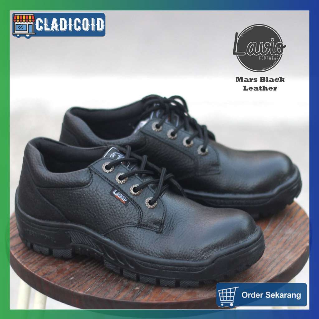 SEPATU SAFETY PDH PRIA ORIGINAL KULIT ASLI PREMIUM WARNA HITAM ANTI SLIP LAVIO MARS TERBARU KEREN