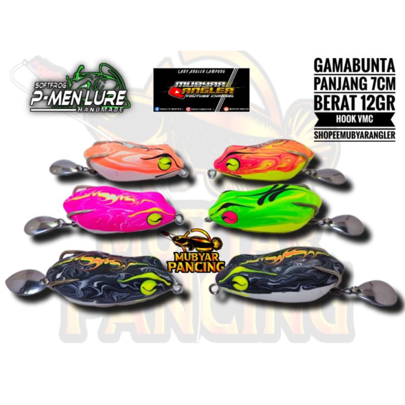Soft Frog GAMABUNTA 7cm 12gram Hook VMC PMen Lure Lampung