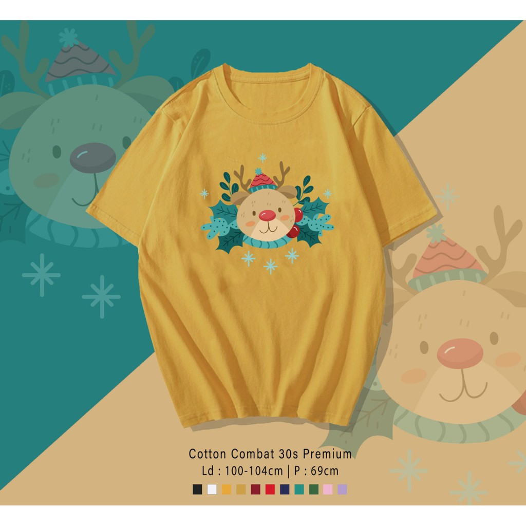 RUSA DAUN CHRITMAS EDITION / KAOS UNISEX CEWEK COWOK / OVERSIZE