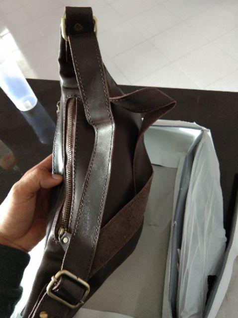 Tas kulit asli pria selempang wash bag | Shopee Indonesia