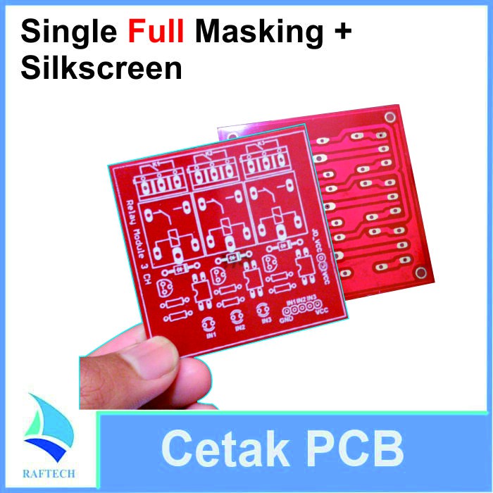 Jasa Cetak PCB Single Layer PCB Masking Jalur + Full Masking Silkscreen