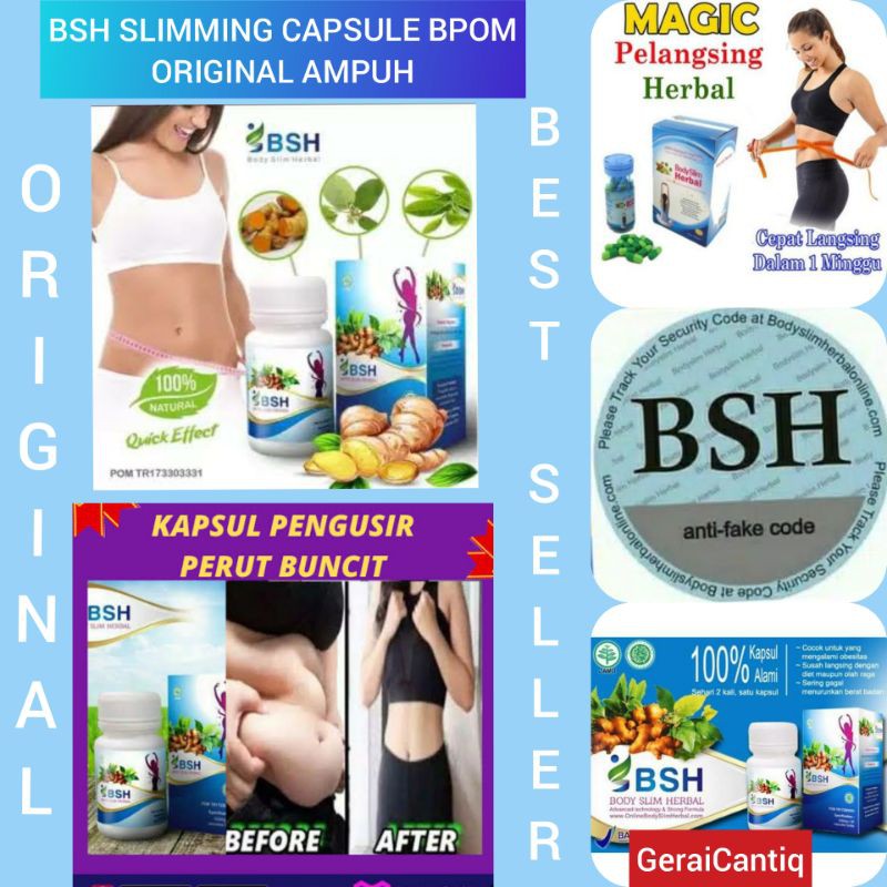 BODY SLIM HERBAL (BSH) BPOM ORIGINAL ADA KODE TRACKING KEASLIAN  - MINUMAN PELANGSING BADAN