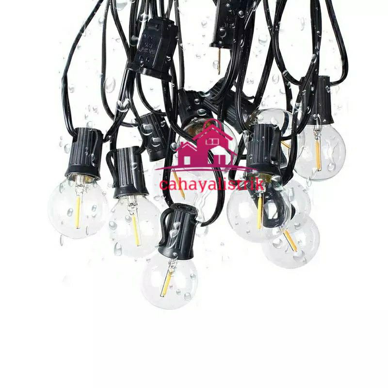 Kabel Fitting 10m 10fitting Gantung/Pattio Fitting Lampu Outdoor E27 10m- 10Fitting