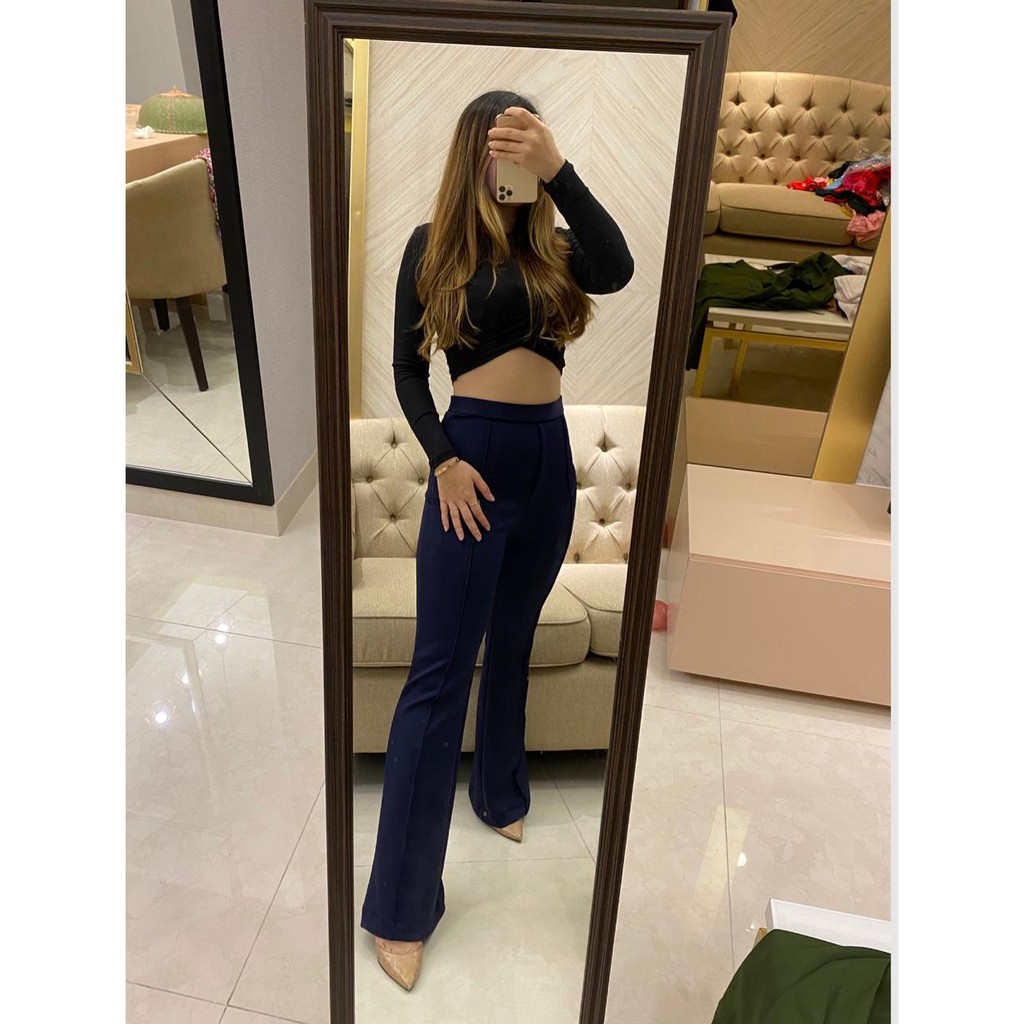 [VM] - celana cutbray list jahit / celana highwaist scuba Fashion Celana Cubray JessicaCollection 516#