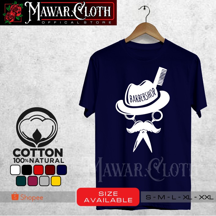 Kaos / Baju Barbershop Tukang Cukur Sisir Kumis Topi Keren Murah - Mawar.Cloth