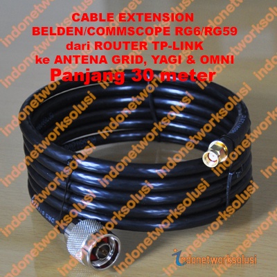 TP-LINK ROUTER EXTENSION CABLE BELDEN/COMMSCOPE untuk ANTENA GRID YAGI OMNI (30m)