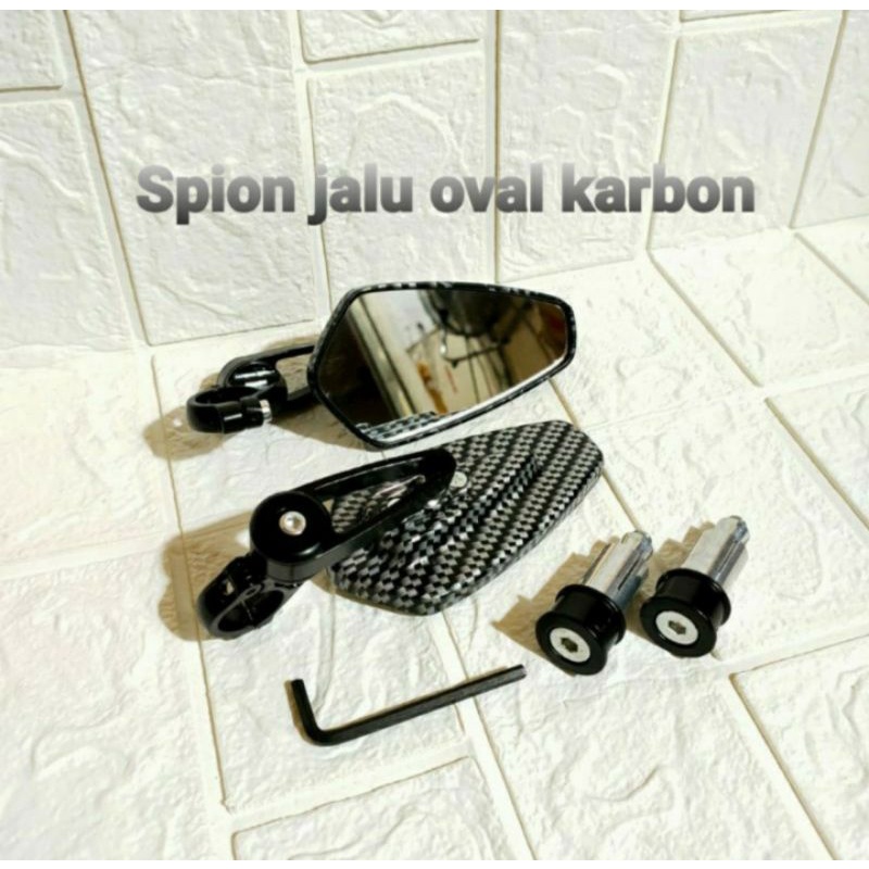 Spion jalu end bar bulat & oval cnc Beat scoopy vario Mio soul xeon Nmax Aerox Pcx Adv dll universal-Oval karbon