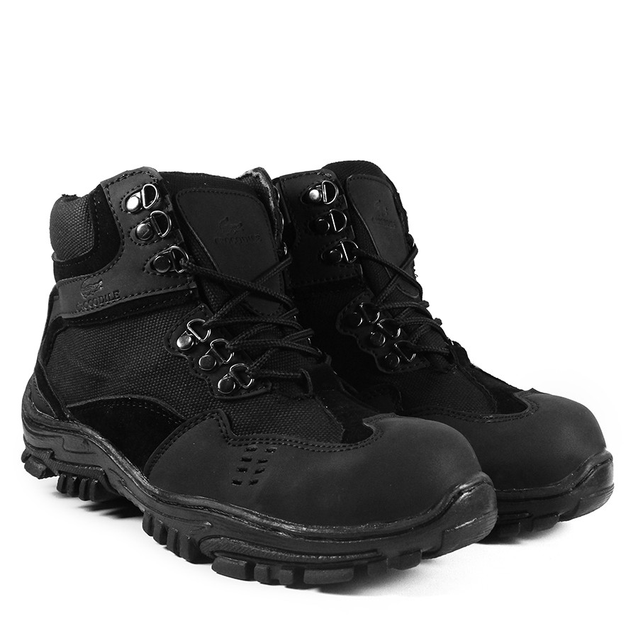 SM88 - Sepatu Pria Crocodile Indicator Sleting Hitam Boots Safety Cowok Outdoor Septi Bots Murah COD