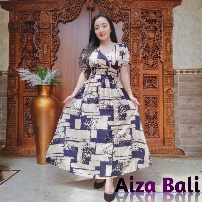Dress Mozza Floral Panjang Style Rayon Super Premium Daster Lengan Pendek Bali Terbaru Motif Kekinia