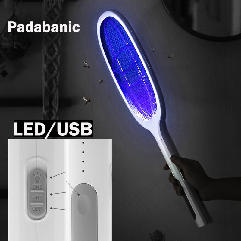 Raket Nyamuk 2in1 LED Dengan Sinar UV light  Bisa Jadi Perangkap Nyamuk Padabanic