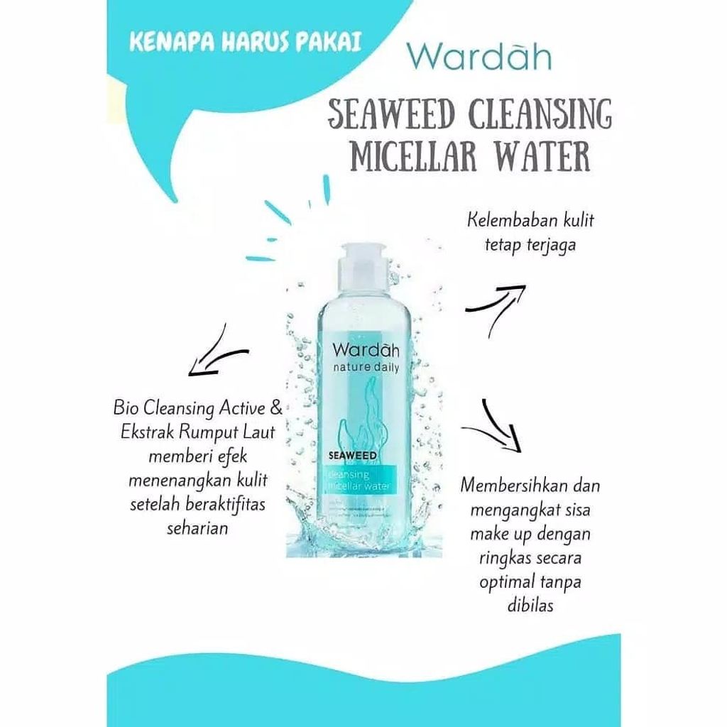 Wardah Nature Daily Seaweed Cleansing Micellar Water 100 ml / Wardah Nature Daily Micellar Water / Wardah Nature Daily Series