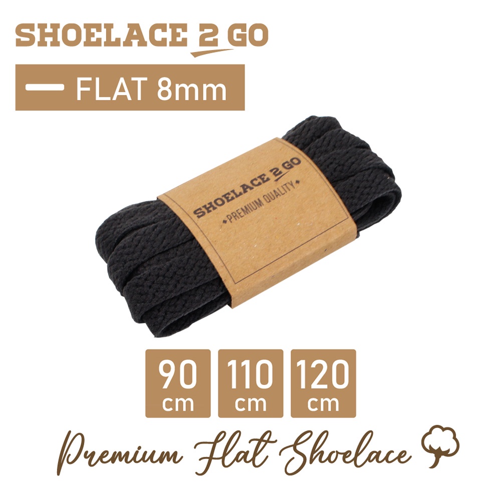 SHOELACE 2 GO PREMIUM TALI SEPATU GEPENG PIPIH FLAT E7 - DARK GREY - 90CM 110CM 120CM