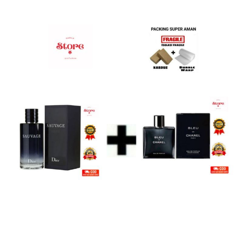 paket parfum pria sauvage dior+bleu chanel