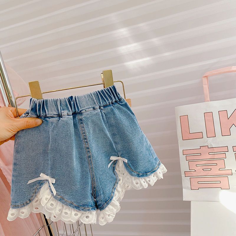 (LOLI-JKT) BS-271 SET ANAK CEWEK PATCHWORK RENDA + CELANA DENIM SIZE 100-140