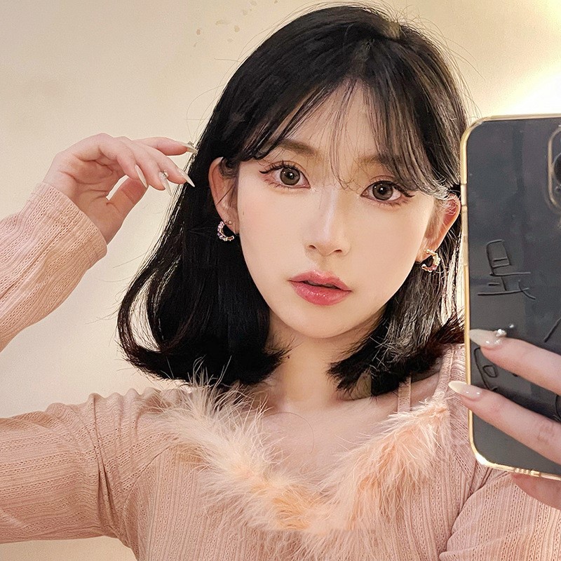 Anting Stud Silver Needle S925 Bentuk Bunga Hyuna Sequin Warna Permen Gaya Korea Untuk Perempuan