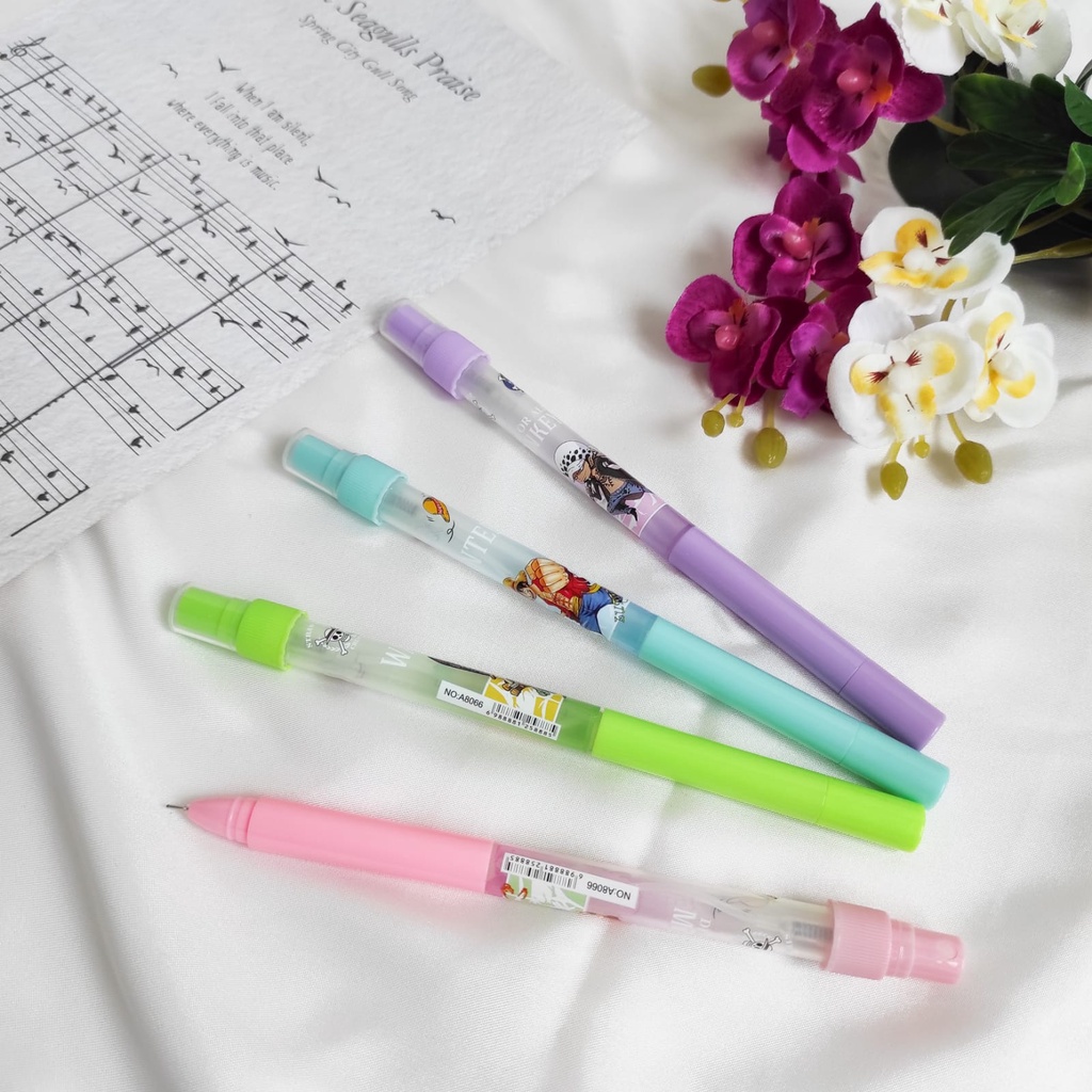 PULPEN FULL BODY GAGANG BOTOL PARFUM ONE PIECE HAND SANITIZER PEN GEL KARAKTER UNIK LUCU MURAH PENA