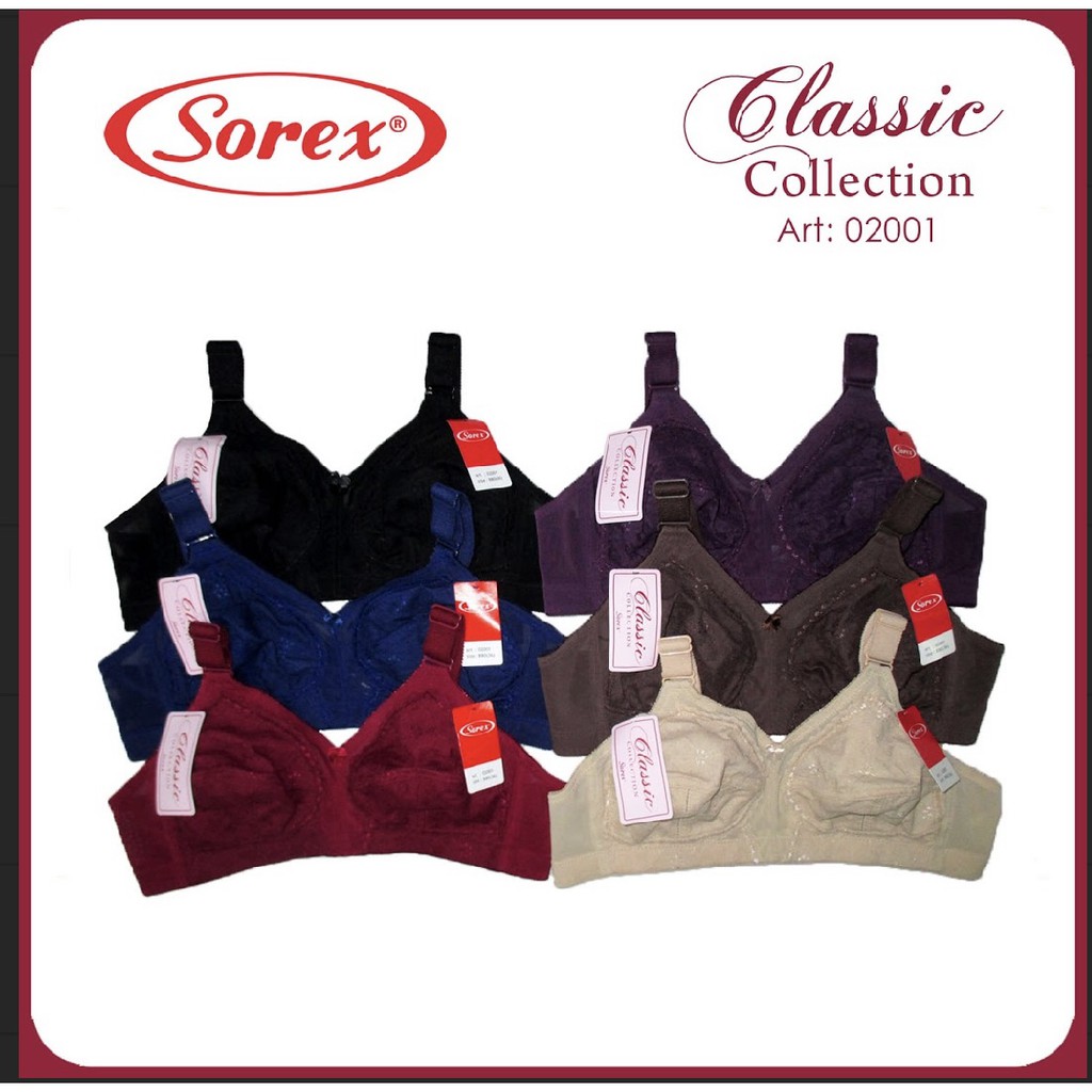 BRA SOREX CLASSIC BESAR TANPA KAWAT 02001 38 40 42 44 46 ( MODEL STRAITSISTER) BH TALI BESAR