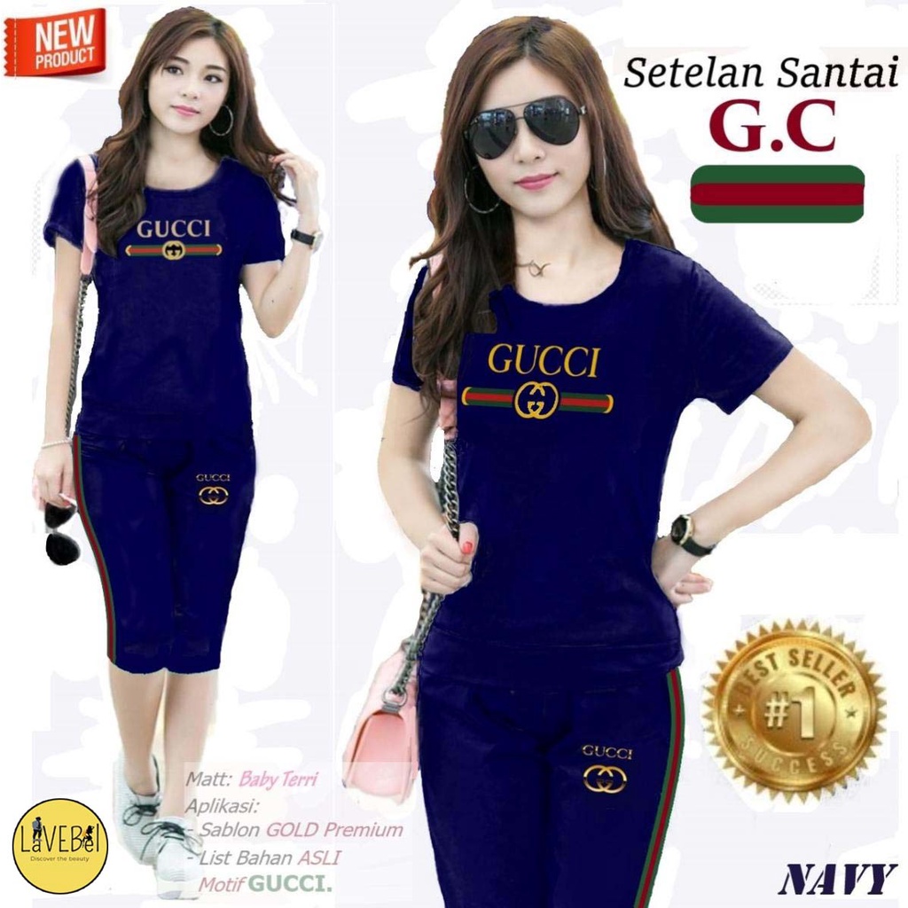 LVB - (GRATIS ONGKIR &amp; COD) Setelan Santai Wanita GISEL /uk. L - XL/Setelan Viral 2021/Pakaian Baju &amp; Celana Olahraga Senam Wanita Melar Adem/HOT PROMO SETELAN SANTAI TREND CICI CELANA PANTS/set wanita termurah/Set Olahraga Wanita Kasual/GUCCI/ LAVEBEL