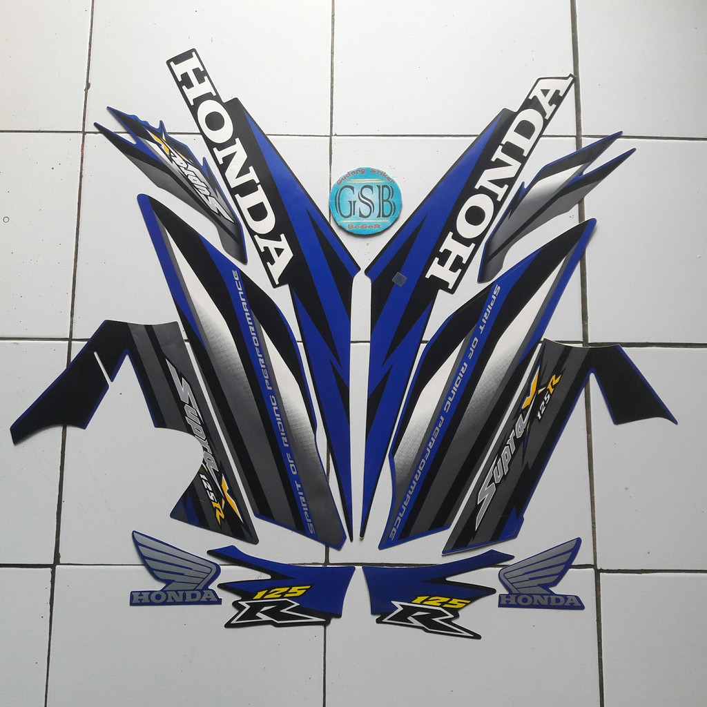 stiker motor supra x 125r 2006 hitam biru