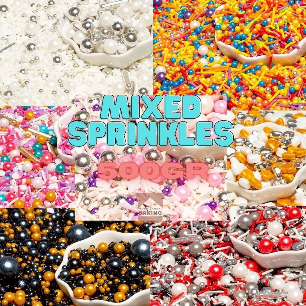 

COLORFUL & MIXED SHAPES SPRINKLES 500 GR TRIMIT GULA GULA DEKORASI KUE