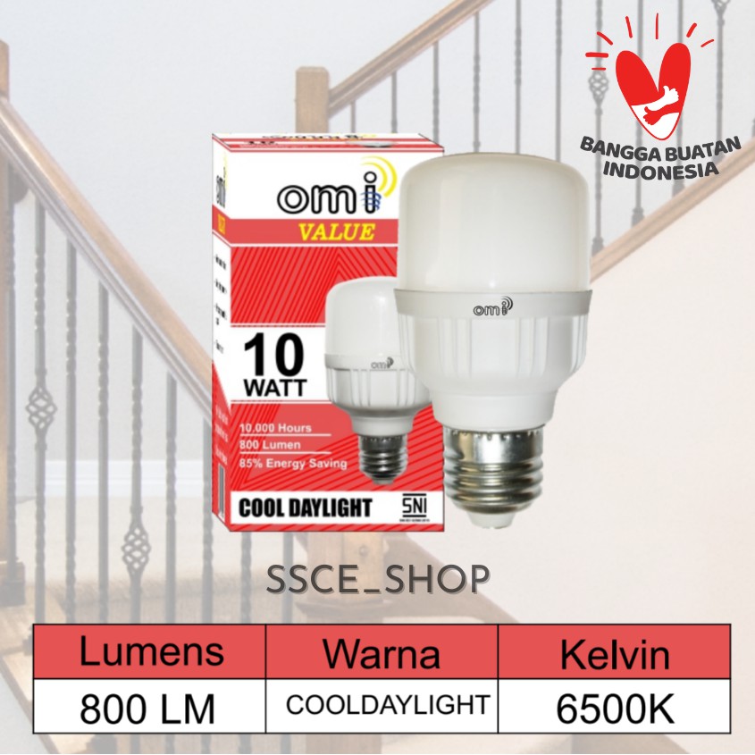 Bohlam Lampu LED Capsule Omi Value 10 Watt Putih /Lampu Tabung Omi 10W