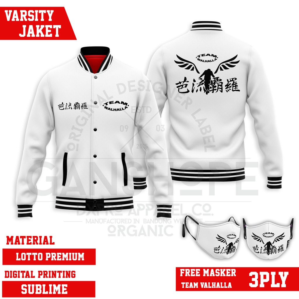 JAKET  BOMBER VARSITY VALHALLA TEAM WALHALLA UNIFORM TOKYO REVENGERS