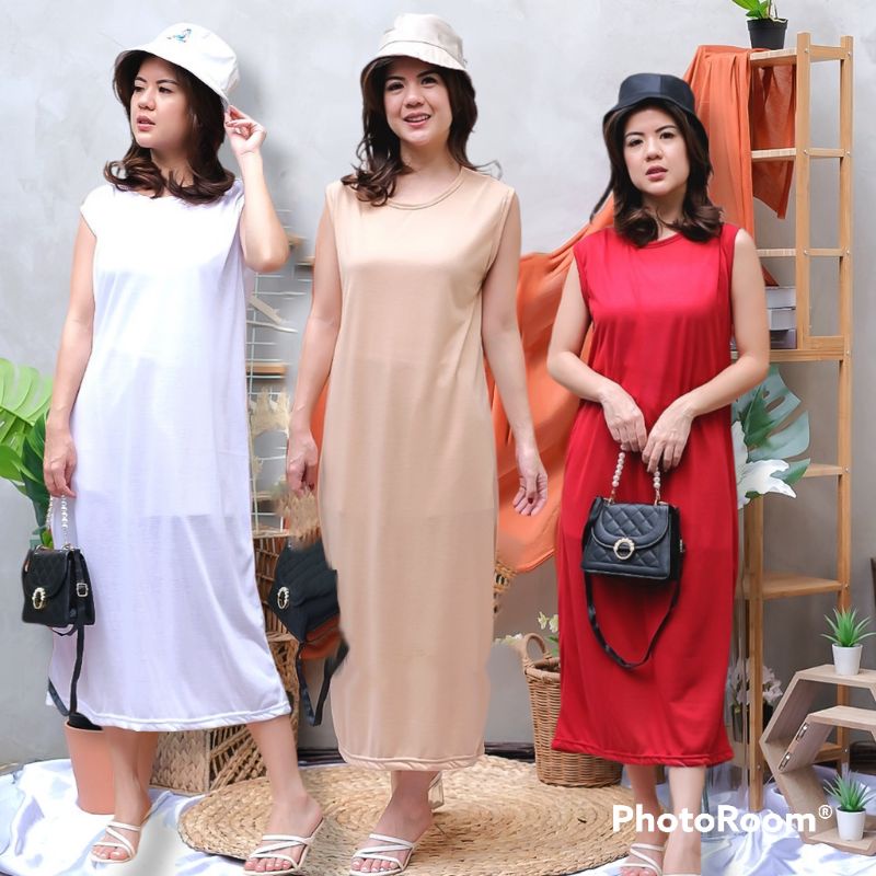 Dress Inner Span Bahan Pe Rayon Fit L Atasan wanita pakean bukan utuk anak anak