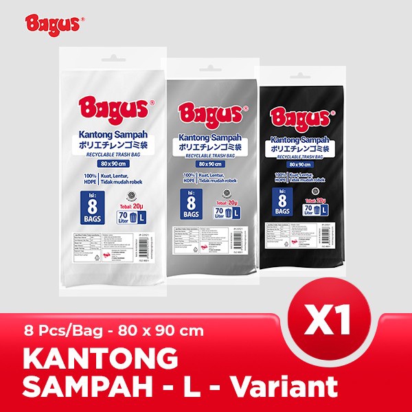 Bagus Kantong Sampah Size L Isi 8 Uk 80x90 70 liter Plastik Sampah