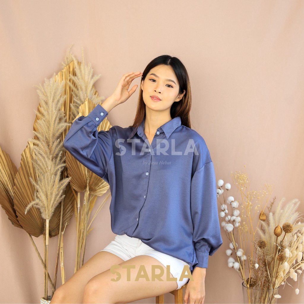 KEMEJA OVERSIZE WANITA LENGAN PANJANG SATIN / KEMEJA SATIN PREMIUM / KEMEJA LENGAN PANJANG KEIKO