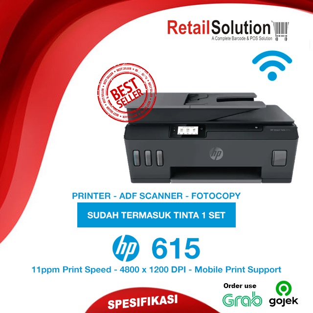 Jual Printer Infus Warna HP 615 AIO - Print Scan Copy Fax A4 F4