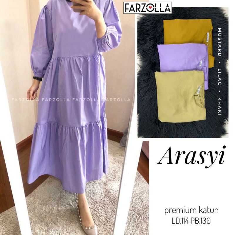 arasyi Midi dress warna lilac
