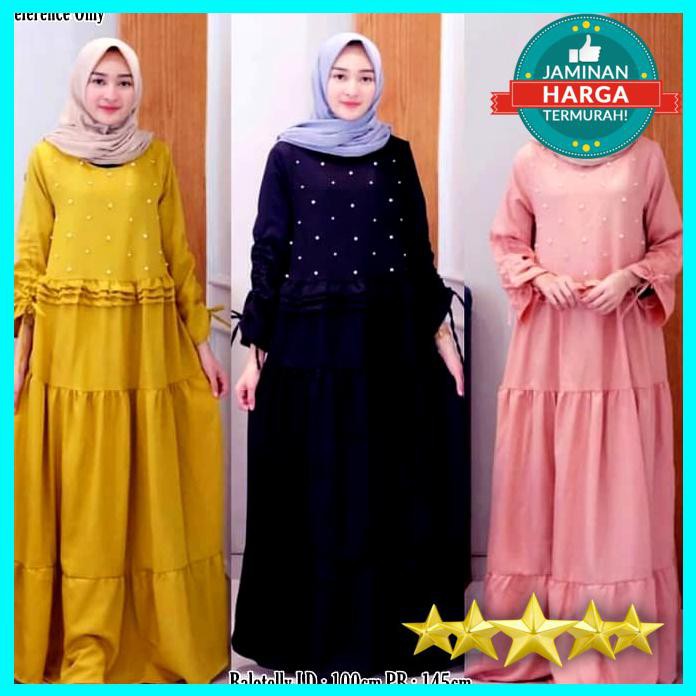 BAJU MUSLIM MAXI BAJU DRESS WANITA MIYASHA MAXI GAMIS SYARI MUSLIM WARNA MUSTARD