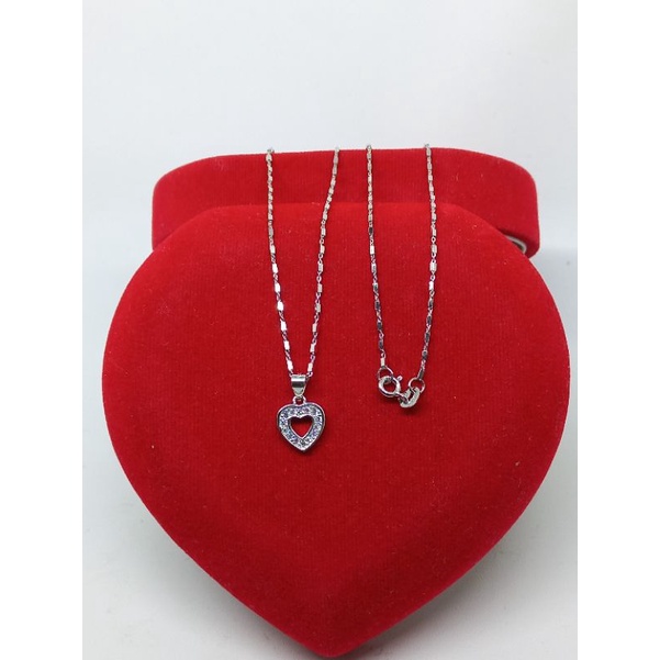 KALUNG PERAK 925 ASLI LAPIS EMAS/KALUNG BALOK MINI+LIONTIN LOVE MP KELL/KALUNG ASLI SILVER/KALUNG FASHION WANITA