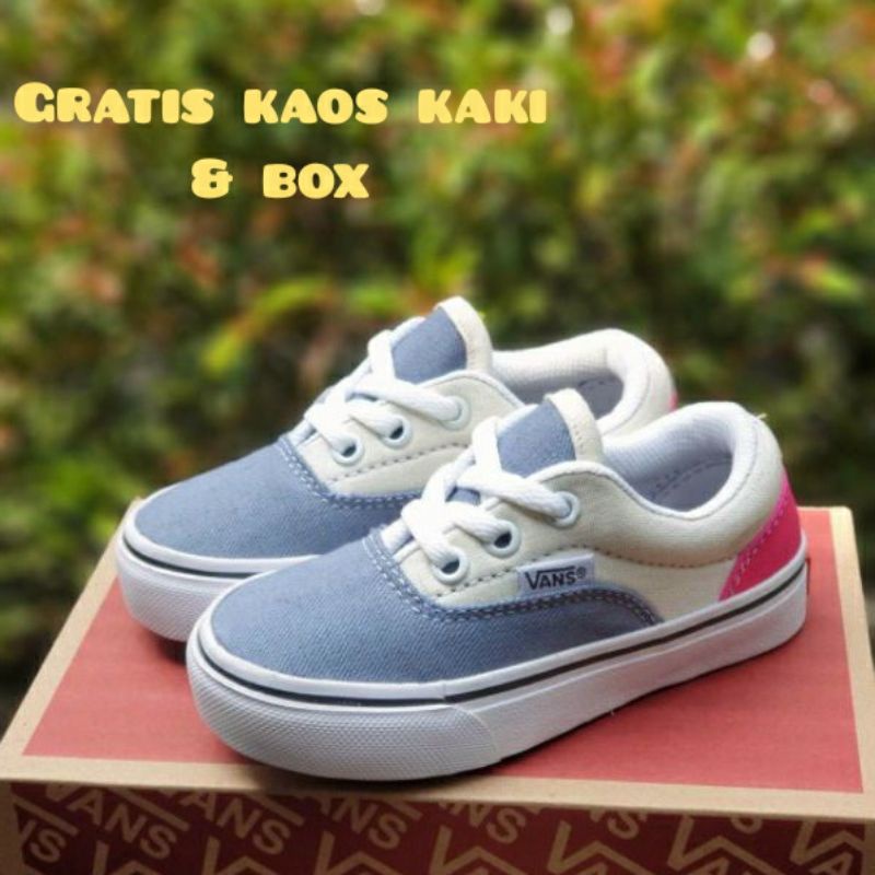 READY !! SEPATU ANAK PEREMPUAN AUTHENTIC ABU CREAM SNEAKER ANAK KANVAS PREMIUM RINGAN ANTI LICIN OLD SKOOL