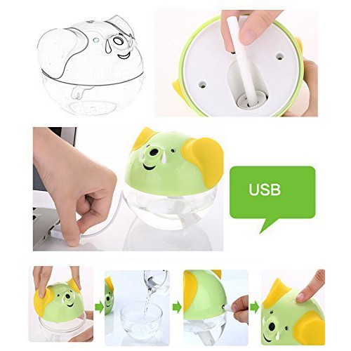 Lucky Elephant Shape Portable Mini Humidifier Night Lamp USB powered Air Humidifier